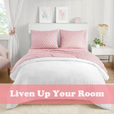 Intelligent Design Pink Queen Size Sheet Sets Kids Polka Dot Sheets for Girls 100% Cotton Percale Soft Flat and Fitted Sheet, Pillowcase, Breathable All Season Bed Set, Fits up to 14" Mattress Intelligent Design