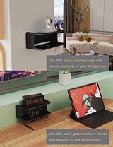 NOTMBESTM Bedside Wall Shelf Organizer Small Bedside Shelf Wall Mount for Bed Universal Stick on Wall Shelf Double Tray Holder for Storing Cellphone, Glasses, Keys, Camera, Alarm Clock (Black) NOTMBESTM