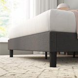 Zinus Curtis Upholstered Platform Bed Frame, Mattress Foundation, Wood Slat Support, No Box Spring Needed, Eco Friendly WonderBox (TM) Packaging, Dark Grey, Queen Zinus