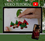 Looples Embroidery Kit for Beginners and Adults with Video Tutorials – DIY Starter Kit with 3 Stamped Floral Patterns, Hoops, Threads, Needles, and Instructions (Gnomes, Ornaments & Holiday Wreath)
