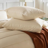 NEXHOME PRO 100% Organic Cotton Duvet Cover Full, Linen Like Pleated Textured Duvet Cover Set Yellow Tan, 3pc Bedding Set with Zipper Closure, Soft, Lightweight and Breathable(80"x90", No Comforter) NEXHOME PRO