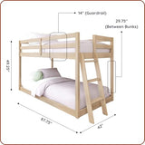Grain & Grove Bear Twin Over Twin Bunk Bed, Low Bunk Bed Frame for Kids, Bunk with Ladder, Guardrail and Slats, No Box Spring Required, Oak Embossed Natural Grain & Grove