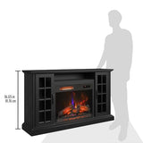 duraflame® Electric Fireplace Media Mantel for TVs up to 65 inches and Farmhouse Storage Cabinets, Black Embossed Ash Duraflame