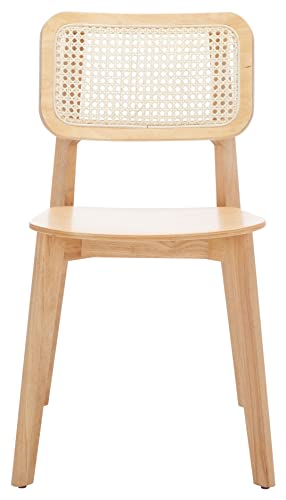 SAFAVIEH Home Collection Luz Coastal Natural Cane Rattan Set of 2 Dining Chair - WoodArtSupply