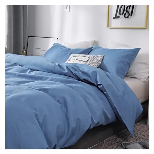 YUSIWOAL Solid Color Sanding Duvet Cover Single Double Queen King Simple Bedding Set Pillowcase Bedclothes,Summer Duvet Cover sets(Blu,Queen) YUSIWOAL
