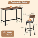 Zevemomo Dining Table Set for 4, 5-Piece Bar Table Set, Kitchen Table and Chairs, Counter Height High Top Table with 4 PU Upholstered Stools, Space-Saving Pub Table Sets for Small Space, Brown Zevemomo