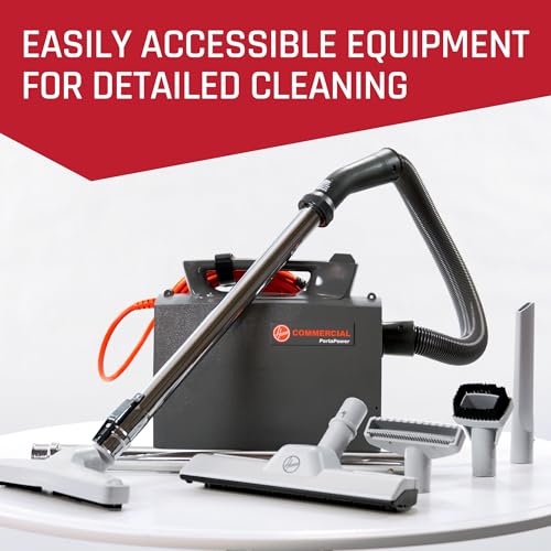 Hoover Commercial PORTAPOWER Lightweight Canister Vacuum Cleaner with Attachments, Portable Carriable Handheld Small Professional Grade Bagged, 8 Pounds, CH30000, Black Hoover