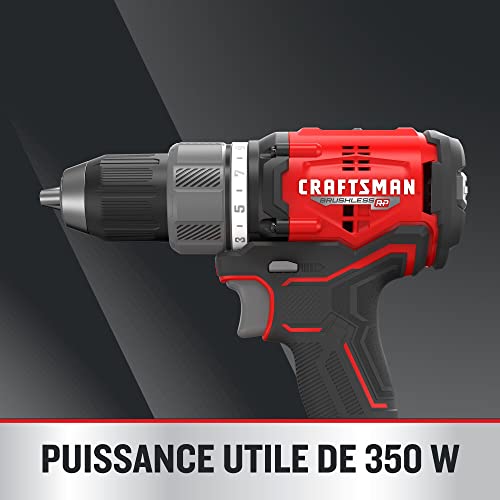 CRAFTSMAN RP+ Cordless Drill/Driver Kit, with 2 Batteries and Charger, Brushless (CMCD713C2) - WoodArtSupply