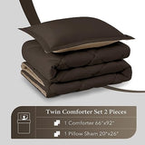 downluxe Twin Comforter Set - Brown and Tan Twin Comforter, Soft Bedding Sets for All Seasons -2 Pieces - 1 Comforter (66"x92") and 1 Pillow Sham(20"x26") downluxe