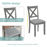 Harper & Bright Designs Modern 5-Piece Wooden Dining Table Set for 4, Grey Square Kitchen Table & 4 Upholstered Seating Chairs, Acacia/Birch Veneer, Space-Saving Design for Dining Room & Small Spaces Harper & Bright Designs