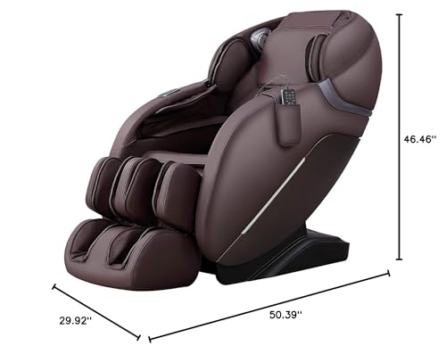 MYTHIA A303 Massage Chair iRest System, Full Body with Heat, Zero Gravity, 53.15" SL Track Shiatsu Recliner with Auto Body Scan, Bluetooth Speakers, Footrest Calfrest Extension (Brown) MYTHIA
