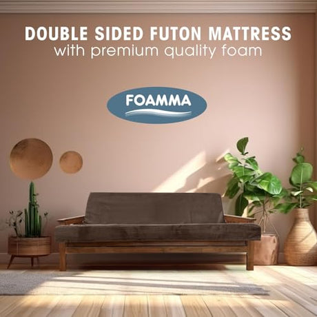 Foamma Memory Foam Futon Mattress, Double-Sided Foldout Couch Futon Mattress, 6" x 54" x 74" Full Size (Brown), Corduroy Fabric - Heavy Duty Sofa Bed, Thick Corded Cushion (Frame NOT Included) Foamma