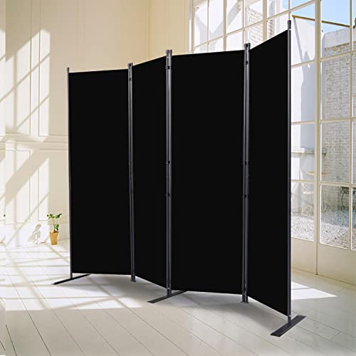 CHOSENM Room Divider, 4 Panel Folding Privacy Screens with Wider Feet, 6 Ft Portable Room Partition for Room Separator, Room Divider Panel 88" W X 71" H, Partition Room Dividers Freestanding，Black CHOSENM