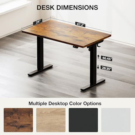 Acrolix Electric Standing Desk with Cable Management, 48 X 24 Inches Sit Stand up Desk,2 Memory Preset for Home Office&Gaming&Living Table with Splice Board (Rustic Brown Desktop) Acrolix