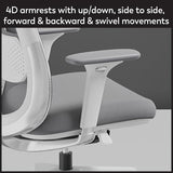 WorkPro® Uomo Ergonomic Mesh/Fabric Mid-Back Office Chair, White/Gray, BIFMA Compliant WorkPro