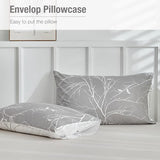 Lekesky Reversible Duvet Cover Queen Size, Grey White Branch Comforter Cover Queen 3pcs Microfiber Botanical Bedding Set with Zipper Closure Corner Ties Lekesky
