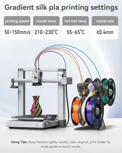 Epelay Epelay 3D Printing Filament Bundle, Silk PLA Printer Filament 1.75mm, Shiny Dual Color Change, Neatly Wound Bundle, 4 x 250g Spools for FDM Printers Epelay