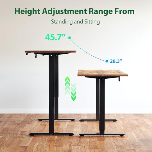Agilestic Electric Standing Desk, Large 63 x 24 Inches Height Adjustable Desk, Sit Stand up Desk for Work Office Home, Splice Board, Rustic Brown Agilestic