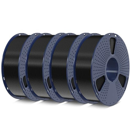 SUNLU PETG Filament 1.75mm 4KG Bundle (4x1kg Black),Good Layer Adhesion,Weather-Resistant & High Impact for Outdoor Parts and Mechanical Gears, Less Stringing, Dimensional Accuracy +/- 0.02mm. SUNLU