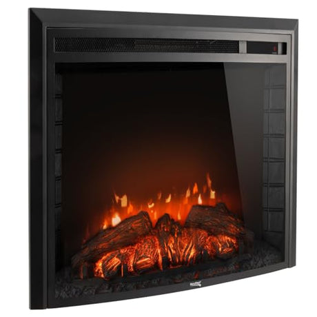 RecPro RV 26" Electric Fireplace | 1500 Watts | 3 LED Flame Color Modes | Curved Glass | Remote Included | Recessed Mount RecPro