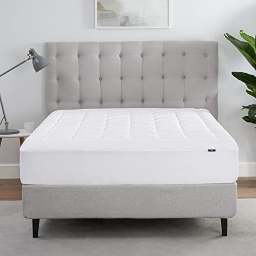 Serta ComfortSure Full Mattress Cover, Fitted Pillow Top Mattress Pad, Super Soft and Breathable Quilted Cotton Protector with 18" Elastic Deep Pockets for Secure Fit, White Serta