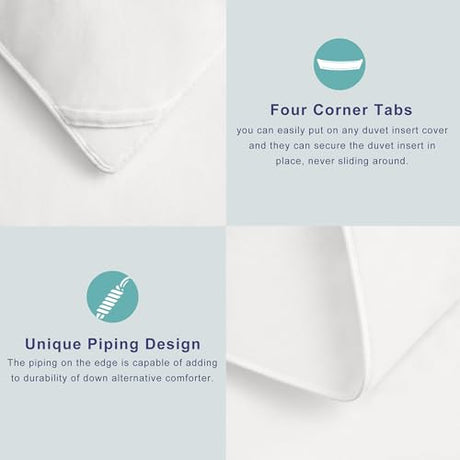 ACCURATEX King Duvet Insert Comforter,100% Cotton 400GSM Thick Fluffy Down Alternative Comforter,Breathable Soft White Hotel Bed Duvet Insert with Corner Tabs (104''x90'') ACCURATEX