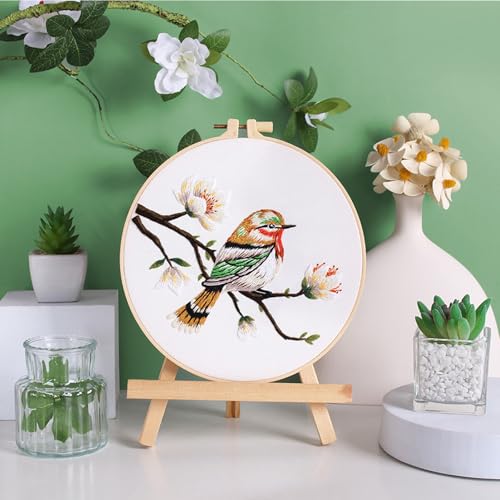 GLTAYLMY 3 Sets Embroidery Kit for Beginners Needlepoint Cross Stitch Kits for Adults,Stitch Learning DIY Kit with Easy Instruction,Stamped Bird Embroidery Patterns,Hoop,Threads,Sewing Hobby