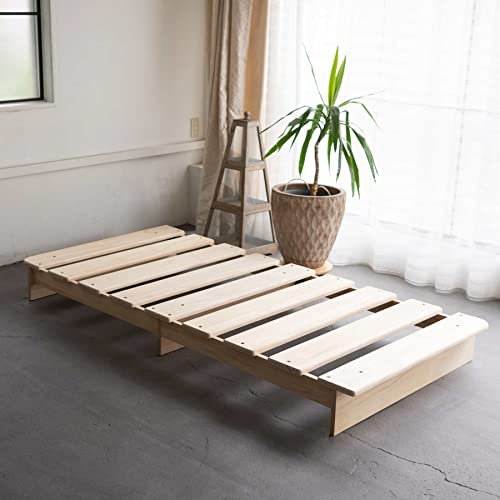 EMOOR Wood Slatted Low Platform Bed Frame KAN SUNOKO Twin for Japanese Futon Mattress Solid Pine (Unpainted), Floor Sleep Tatami Mat EMOOR
