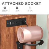 DWVO Vanity Desk with Stool, 4 Drawers, Lighted Makeup Desk with Large Mirror, 3 Color Modes, Outlets & USB Ports DWVO