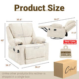 Culect 360° Swivel Rocker Recliner Multi-Functional Nursing Chair with Heating and Massage, Manual Recliner Chair with Cup Holders, Lazyboy Recliner Chair for Living Room and Bedroom, Beige Chenille