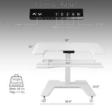 VIVO White Electric Mobile Height Adjustable 36 inch Dual Platform Standing Desk with Wheels, Rolling Small Space Table, Sit Stand Workstation, DESK-V111VTW VIVO