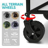 Collapsible Foldable Wagon, Beach Cart Large Capacity, Heavy Duty Folding Wagon Portable, for Outdoor Sports, Shopping, Camping, Green SAILARY