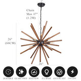 SHENGQINGTOP 9-Light Sputnik Chandeliers 26" Black Farmhouse Wood Pendant Lighting Industrial Globe Ceiling Hanging Light Fixture for Kitchen Dinging Room Living Room Bedroom Entryway Foyer SHENGQINGTOP