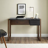 Walker Edison Fluted Drawer Writing Laptop Desk, 46 Inch, Black/Walnut Walker Edison