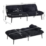 Tocsuna Corduroy Convertible Futon Sofa Bed – Folding Iron Frame Sleeper Couch with Adjustable Backrest, Loveseat Recliner for Living Room, Apartment,(Black) Tocsuna