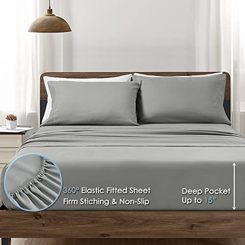 Furnishh 5 Pieces Comforter Set Twin Bed in a Bag, Reversible Bed Set with Comforter, Flat Sheet, Fitted Sheet, Pillowcase & Sham, Navy Blue and Grey Twin Size Bedding Sets for Boys, Girls Furnishh