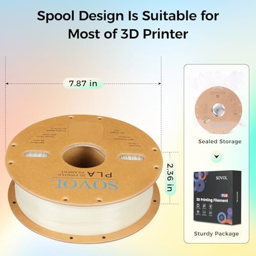 Sovol 3D Printer Glow in The Dark Filament Multicolor Fast Change PLA 1kg (2.2 lbs) Spool 3D Printing Materials, Dimensional Accuracy +/- 0.03 mm, 1.75 mm, Glow Multicolored - WoodArtSupply