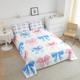 Erosebridal Rainbow Bows Comforter Set Twin,Pink Blue Kawaii Bowknot Bedding for Kids Girls,Watercolor Ribbon Bows Duvet Insert,Aesthetic Coquette Down Comforter Erosebridal