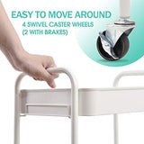 TOOLF 3-Tier Rolling Cart, Metal Utility Cart with Lockable Wheels, Storage Craft Art Cart Trolley Organizer Serving Cart Easy Assembly for Office, Bathroom, Kitchen, Kids' Room, Classroom (White) TOOLF