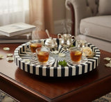 HANDMADE ENTARO Serving Tray 18" Decorative Bone Inlay Mosaic Wooden Trays for Coffee Table Living Room Dining Table and Home Décor(18x18x2.5, Black and White) HANDMADE ENTARO