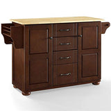 Pemberly Row Modern Natural Wood Top Kitchen Island in Mahogany Pemberly Row