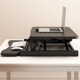 Royjhnl Standing Desk Converter 32 Inch, Height Adjustable Sit-Stand Workstation, Dual Monitor Riser with Wide Keyboard Tray - Office & Home Use, Black (Black) Royjhnl