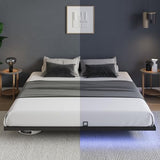 Novilla Floating Bed Frame with LED Lights, Modern Platform King Size Bed Frame with Mattress Slide Stopper, Easy Assembly, No Box Spring Needed, Noise Free Novilla