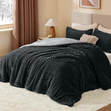 BEDELITE Fleece Twin Comforter Set -Super Soft & Warm Fluffy Black Bedding, Luxury Fuzzy Heavy Bed Set for Winter with 1 Pillow case BEDELITE