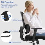 Ergonomic Office Chair, Ergonomic Desk Chair with Adjustable Height, Lumbar Support, High Back Mesh Support with Adjustable Armrests, Task Chairs for Home Office Computer-350LBS ZLHECTO