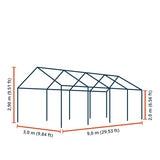 TOOLPORT Party Tent 10x30 ft Garden Tent Canopy PE 450 N Tarpaulin 100% Waterproof White TOOLPORT