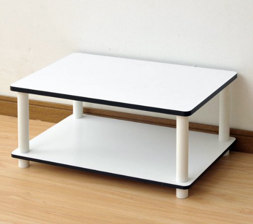 Furinno 11172 Just 2-Tier No Tools Coffee Table, White w/White Tube Furinno