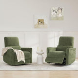 CHITA Power Recliner Chair Swivel Glider, FSC Certified Upholstered Living Room Nursery Reclining Sofa Chair with Lumbar Support, Green