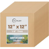 CALPALMY 24-Pack MDF Board 1/8 Inch Thick 12" x 12" Unfinished Wood Panels, 3mm Thick Medium Density Fiberboard Wood Boards for Crafts, Painting, Carpentry, Engraving, Interior Design, and More CALPALMY
