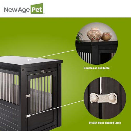 New Age Pet ECOFLEX InnPlace Dog Crate & End Table, Indoor Furniture Style Pet Kennel for Small, Medium, Large & XL Dogs, Durable Composite, Espresso Black, Large New Age Pet